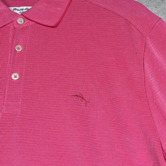 Tommy Bahama Polo Shirt Islandzone Supima Men Size Large L Pink Short Sleeve - Picture 3 of 12